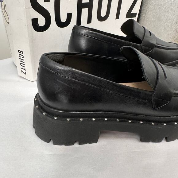 SCHUTZ Evereve New in Box Christie Studs Loafer in Black Leather // 10 - Picture 4 of 12